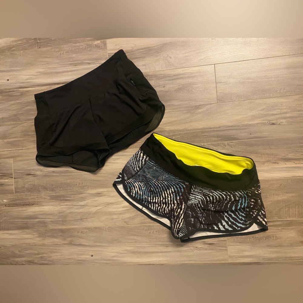 Two pairs of lululemon shorts size 6